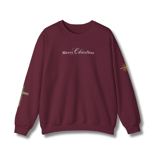 Merry Christmas Crewneck — Burgundy