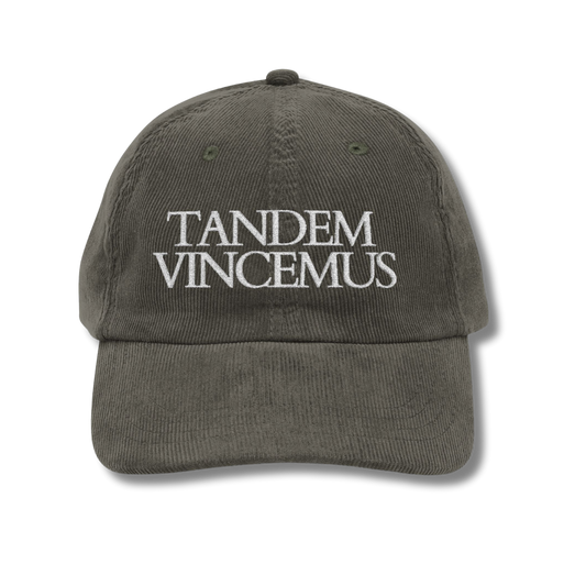 Tandem Vincemus Embroidered Corduroy Baseball Hat - Olive