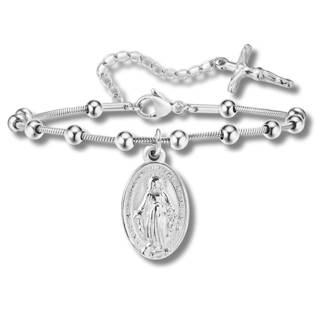 Grace & Guidance Rosary Bracelet - Silver