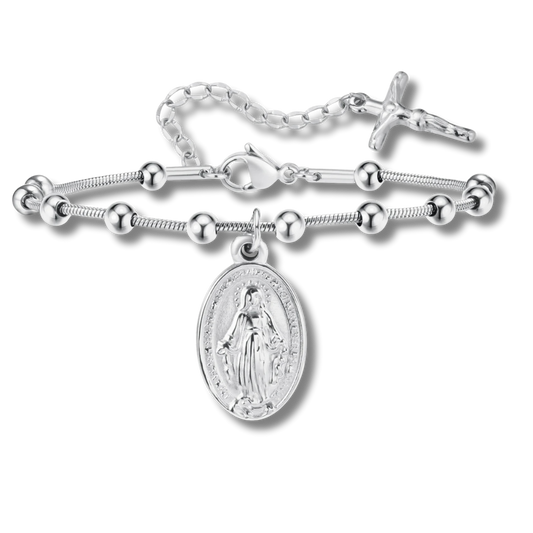 Grace & Guidance Rosary Bracelet - Silver