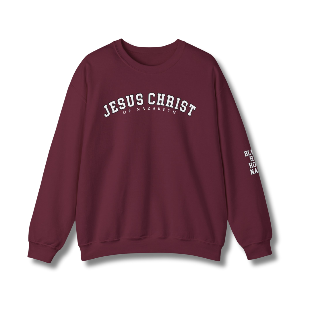 Bless His Holy Name Crewneck - Wine