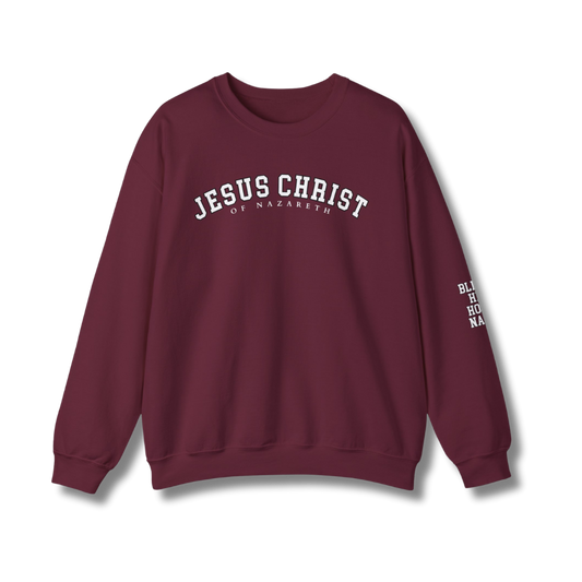 Bless His Holy Name Crewneck - Wine