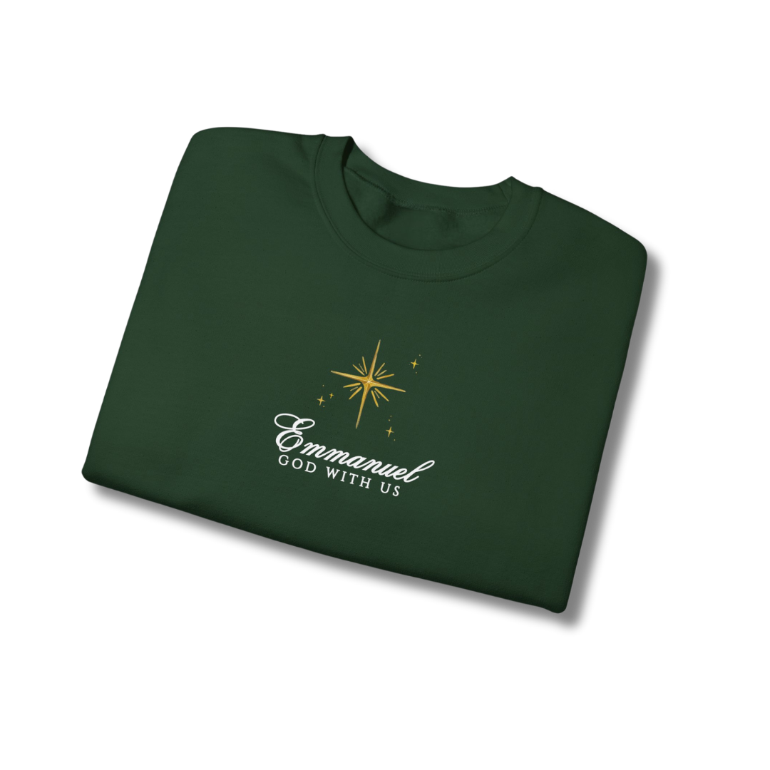 God with Us Nativity Christmas Crewneck - Forest