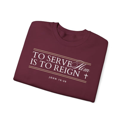 To Serve Him is to Reign Crewneck - Wine