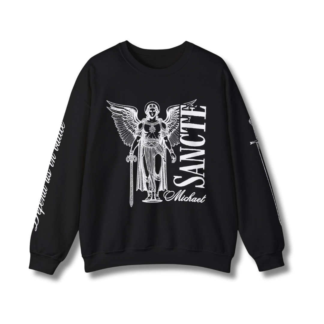 Saint Michael Defend us in battle Crewneck - Black