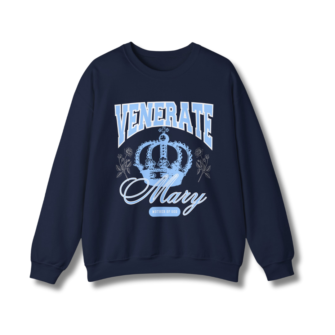 Venerate Mary Mother of God Crewneck - Navy