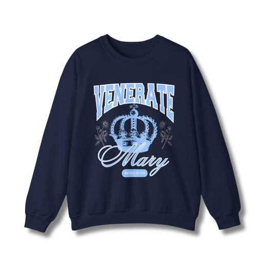Venerate Mary Mother of God Crewneck - Navy