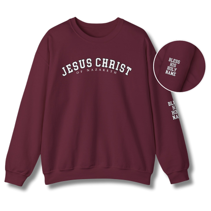 Bless His Holy Name Crewneck - Wine