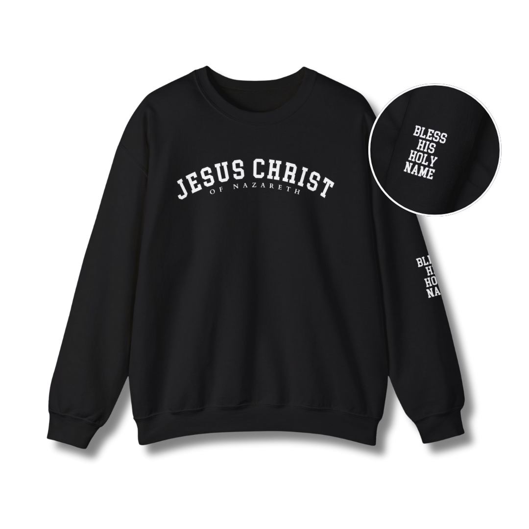Bless His Holy Name Crewneck - Black