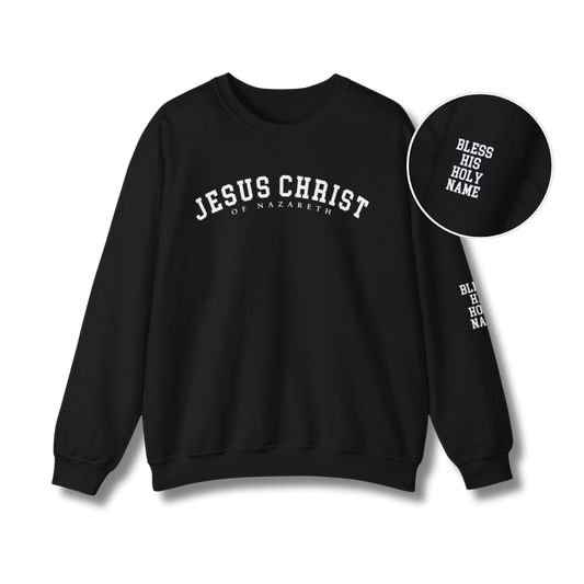 Bless His Holy Name Crewneck - Black