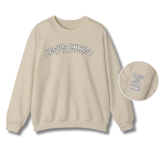 Bless His Holy Name Crewneck - Sand