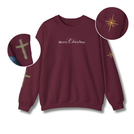Merry Christmas Crewneck — Burgundy